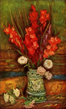 Bodegón Jarrón con Gladiolas Rojas Vincent van Gogh Impresionismo Flores Pinturas al óleo